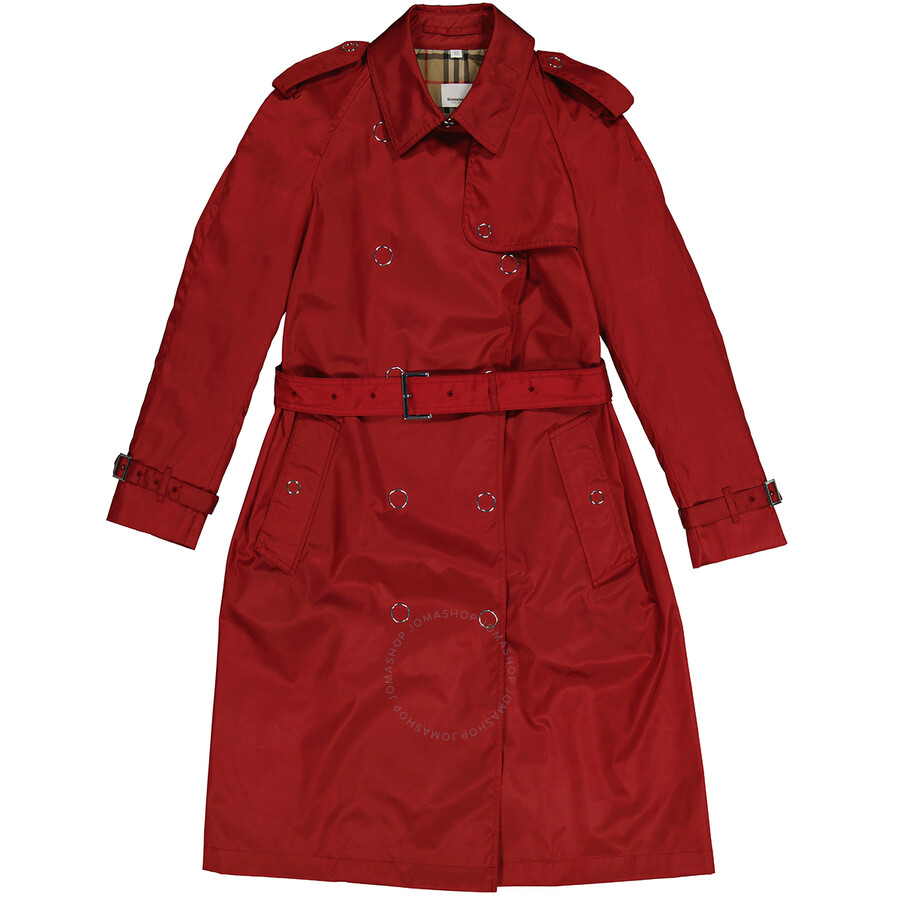 Burberry Ladies Dark Carmine Double-breasted Oban Trench Coat, Brand ...