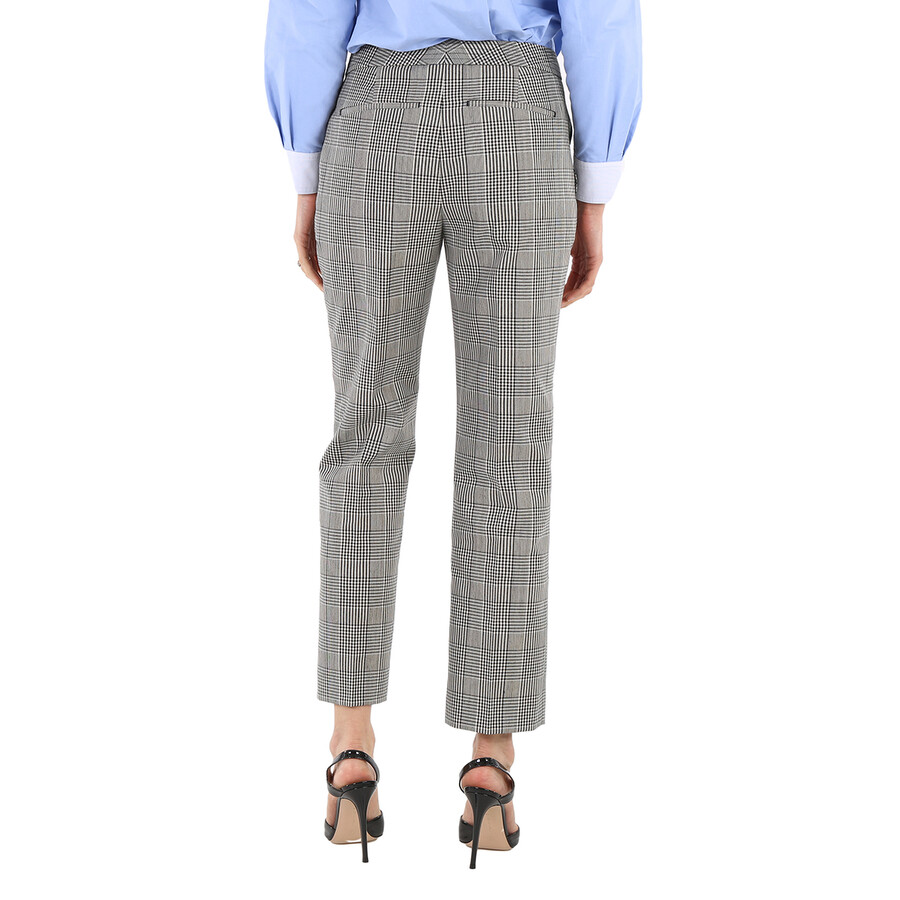 Burberry Ladies Emma Check Technical Tailored Trousers In Black