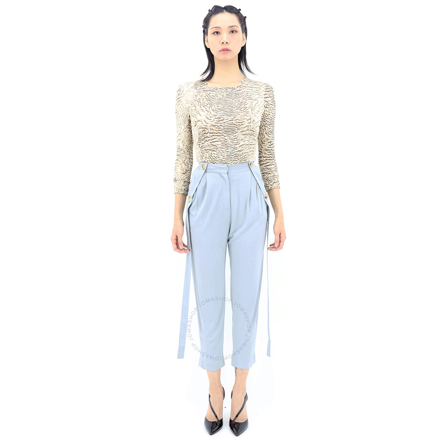 Burberry Ladies Heather Melange Strap Detail Jersey Tailored Trousers In Heather Melange