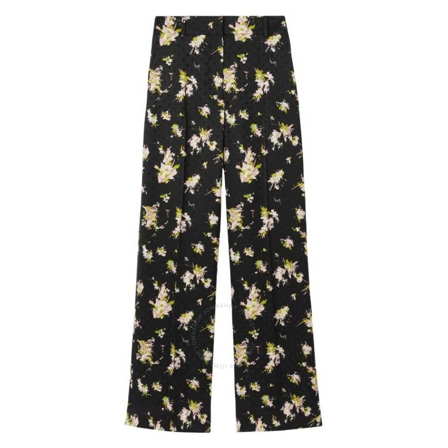 Burberry Ladies Jane Floral Print Trousers In Black