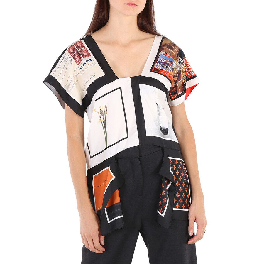 Ladies Montage Print Silk Top