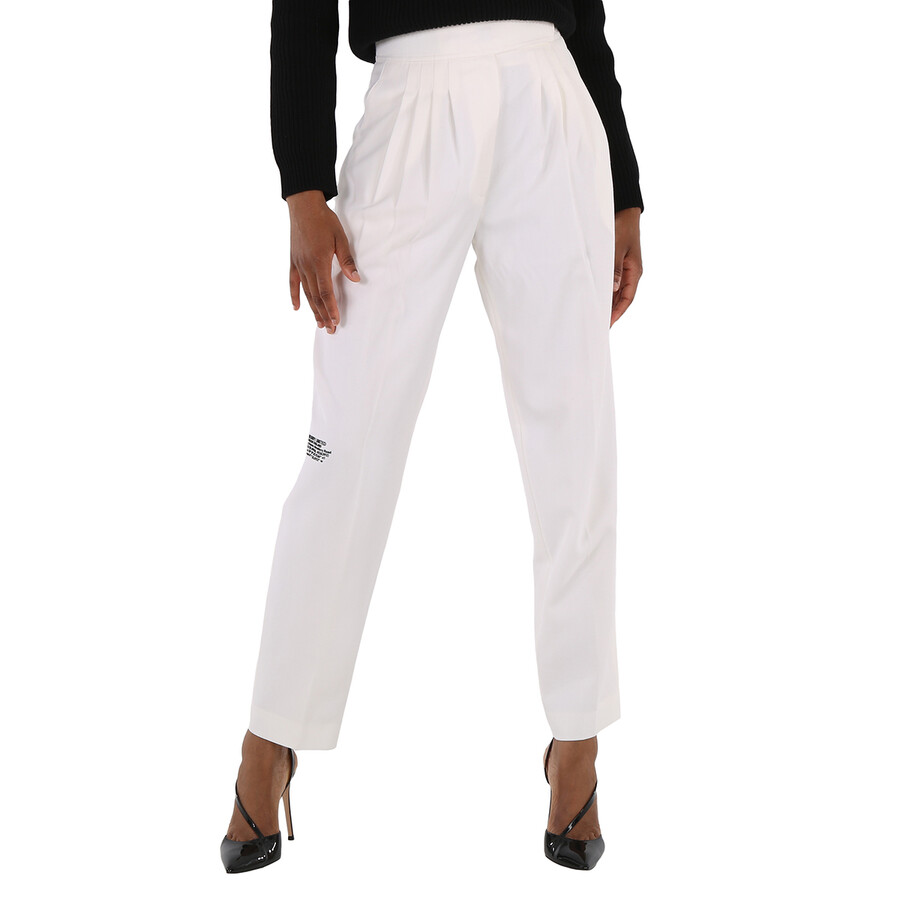 Burberry Ladies Optic White Location Print Trousers, Brand Size 4  