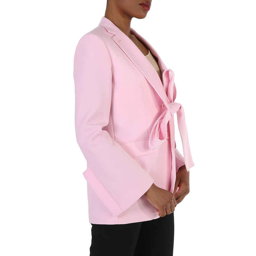 Shop Burberry Ladies Pale Candy Pink Exaggerated-lapel Blazer