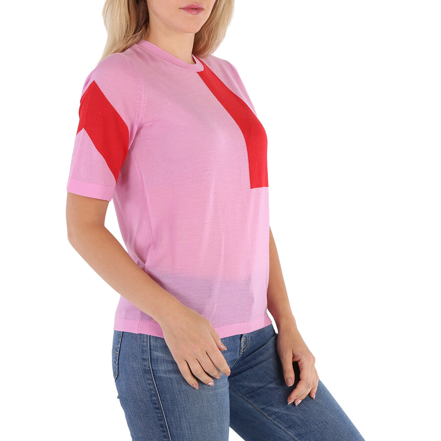 Burberry Ladies Primrose Pink Graphic Mirar Knit Top In Pink