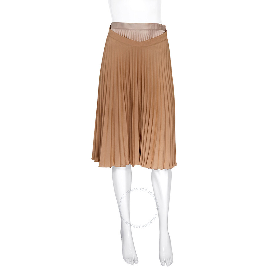 Burberry Ladies Sandbank Layered Pleated Skirt In Sandbank