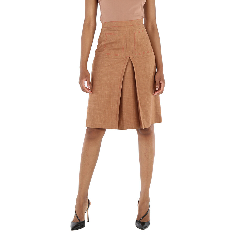 Ladies Topstitch Detail Wool-blend A-line Skirt