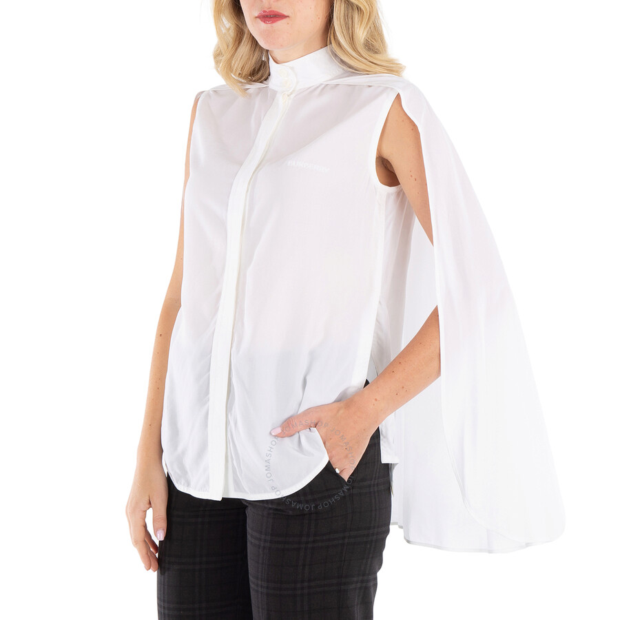Burberry Ladies White Lyocell Cape Detail Shirt In White