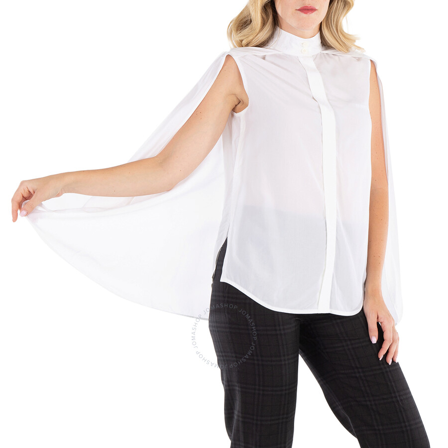 Burberry Ladies White Lyocell Cape Detail Shirt In White