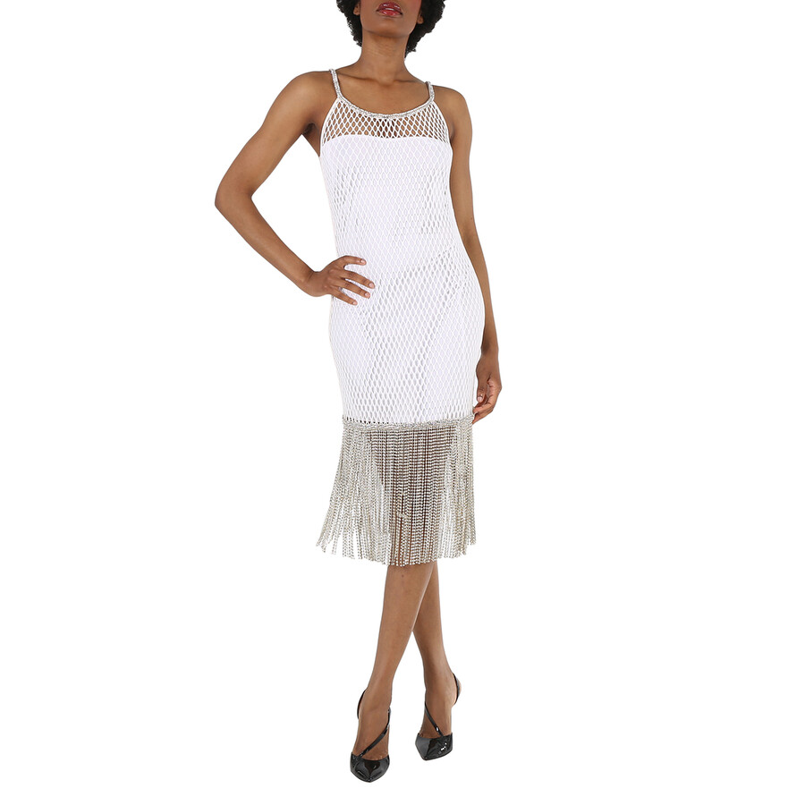 Ladies White Osanna Fishnet Dress