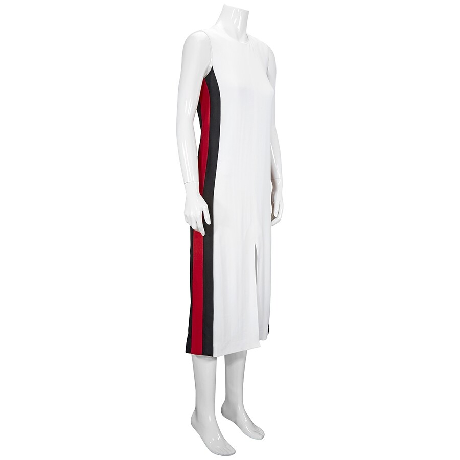 Shop Burberry Ladies White Roundneck Sleevless Dress