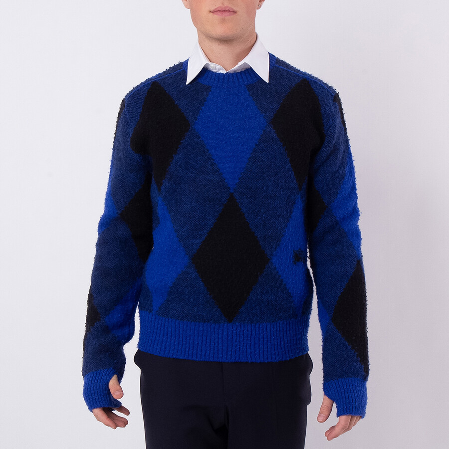 Large Check Crew Knit Sweater