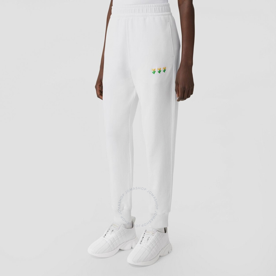 Burberry Larkan Embroidered Floral Cotton Jogging Pants
