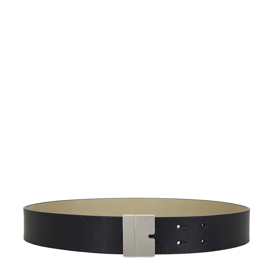 BURBERRY ブラックレザー ベルト 34/85 Reversible Leather Signature Belt in Black/hazel - Women