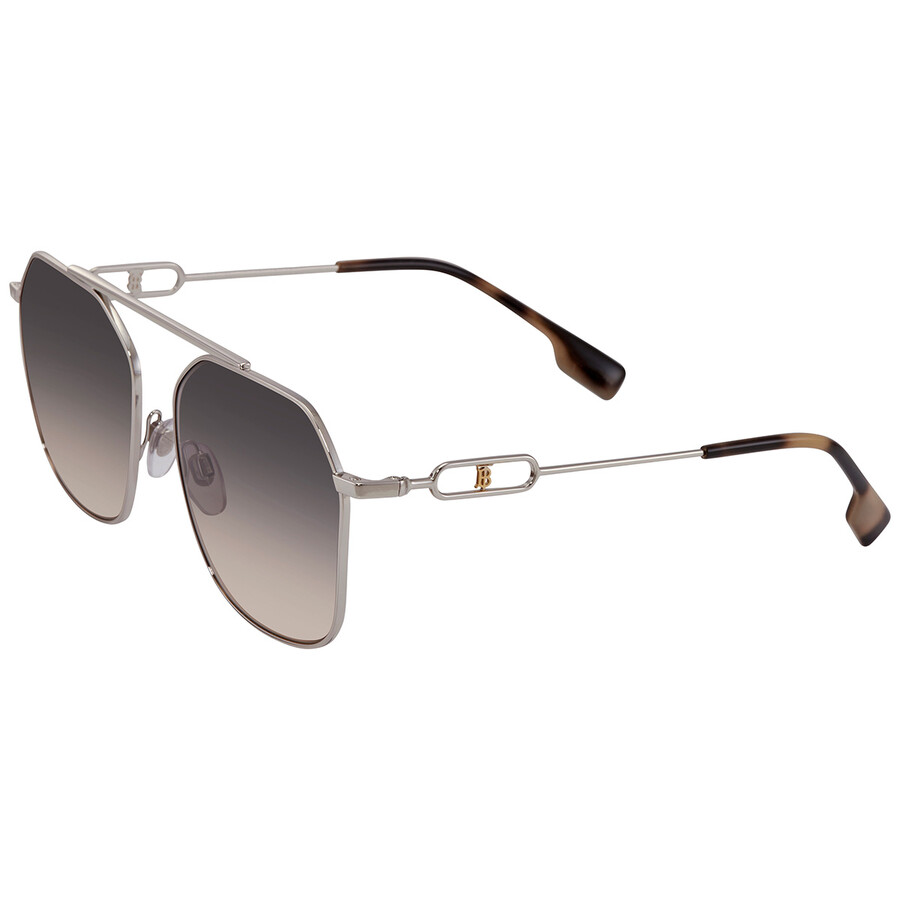 Burberry Light Brown Gradient Grey Pilot Ladies Sunglasses BE3124 1005G9 57 8056597426640