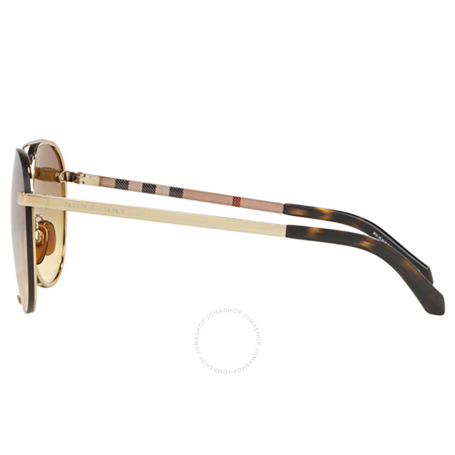 Burberry Light Yellow Gradient / Ochre Pilot Unisex Sunglasses Be3099 11452l 61 In Gold Tone