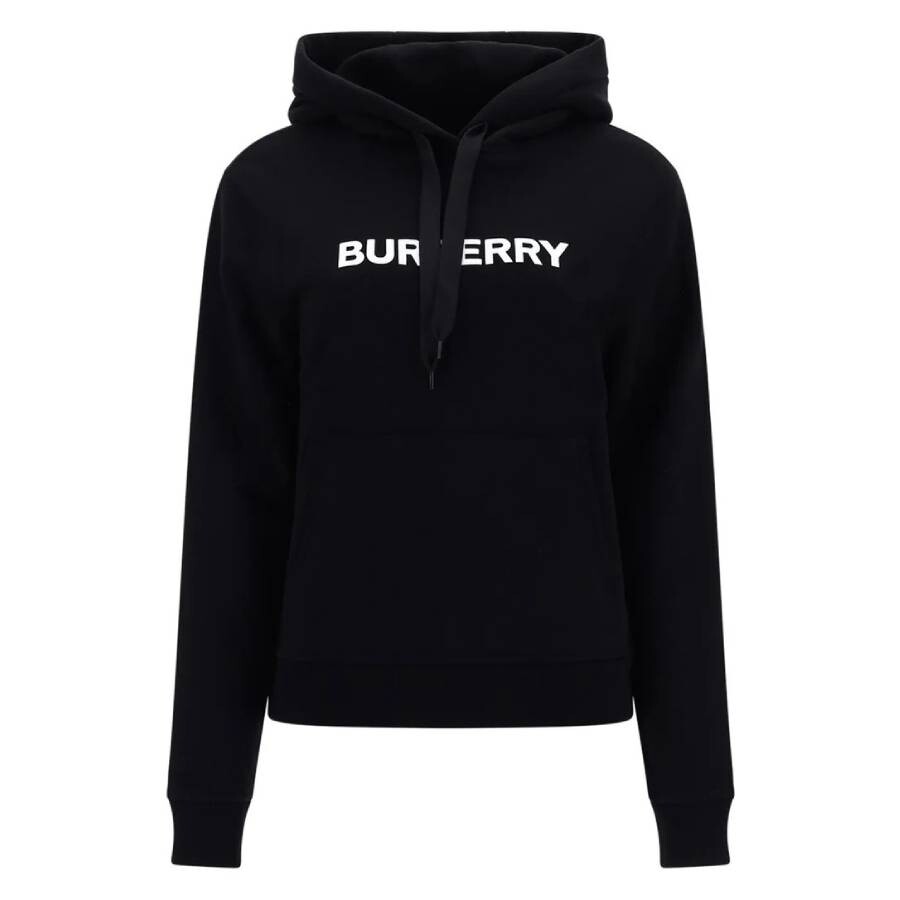 Burberry Logo Cotton Relaxed-fit Hoodie In Black