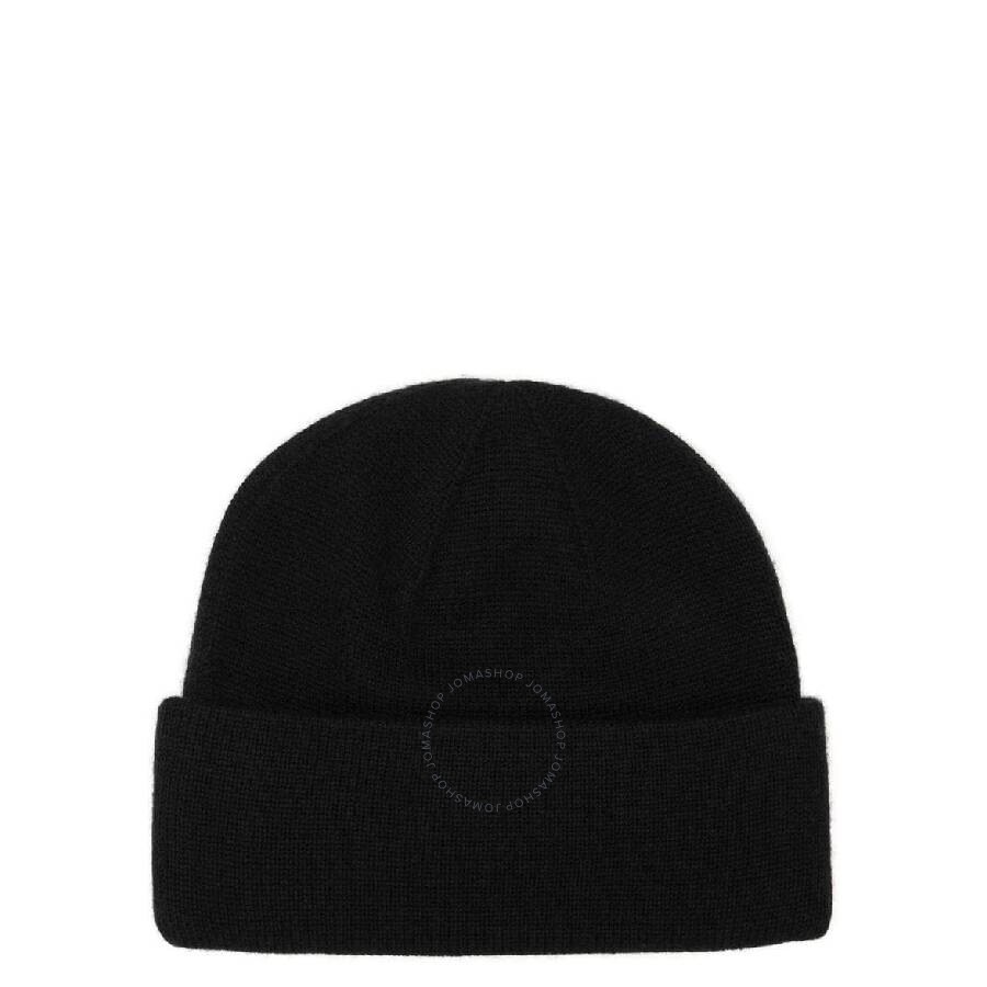 Burberry Logo Crest Embroidery Knitted Cashmere Beanie In Black