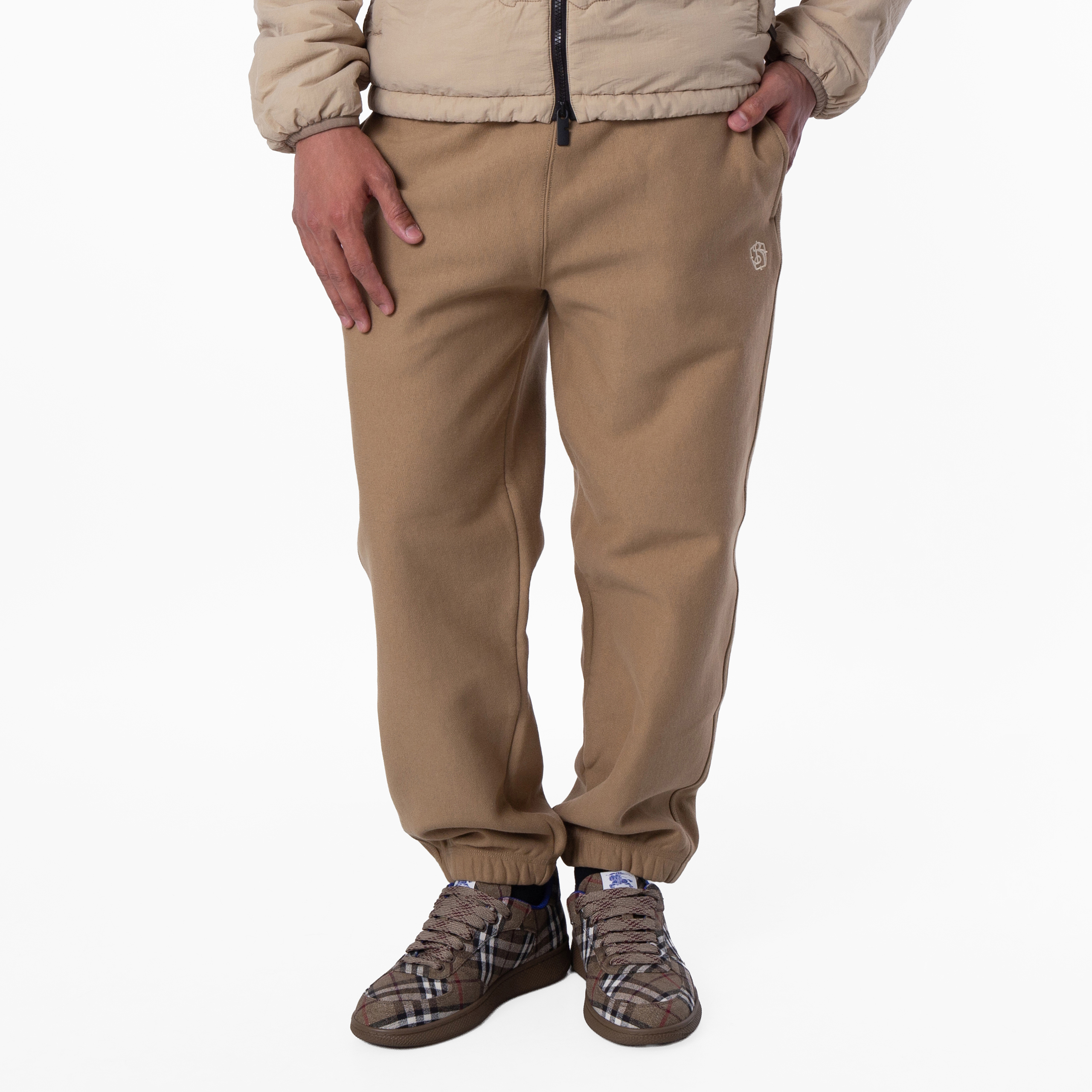 Burberry Logo Embroidered Cotton Track Pants, Size Large 8099984
