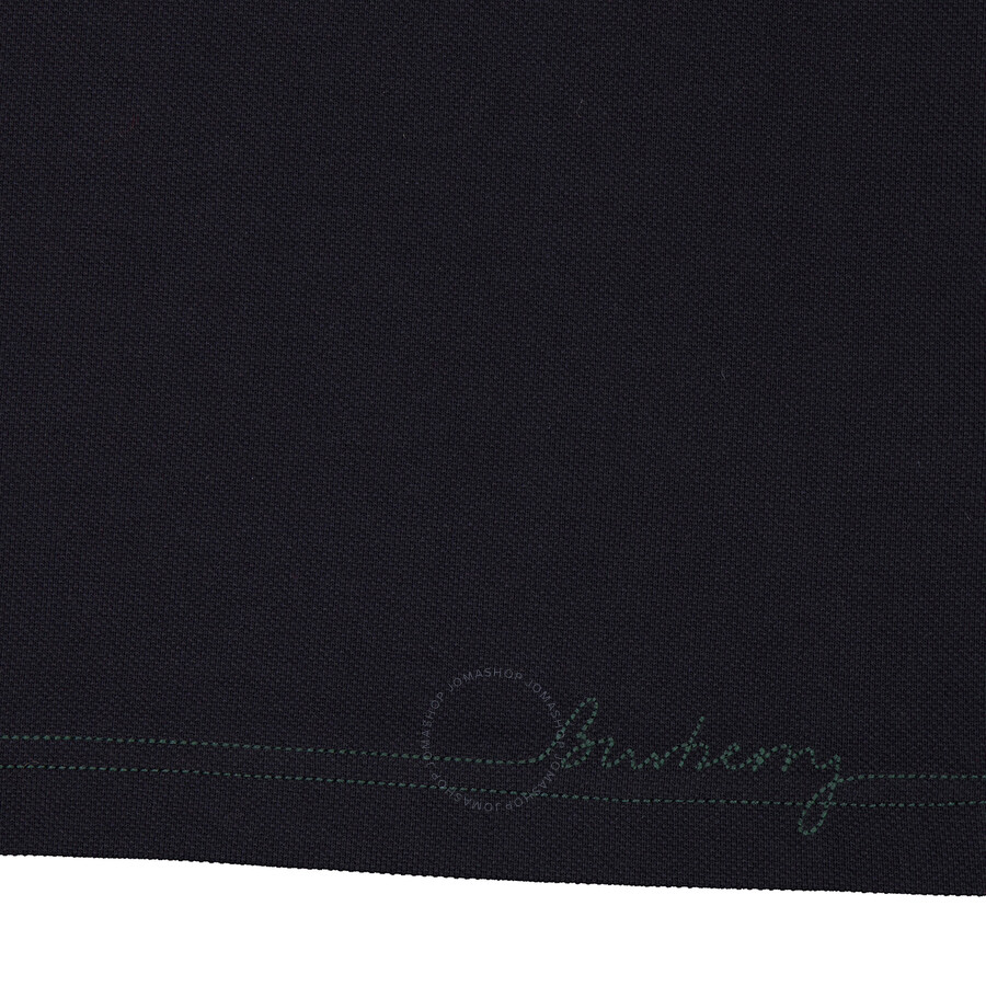 Burberry Logo Embroidered Straight Hem Cotton Polo Shirt In Black
