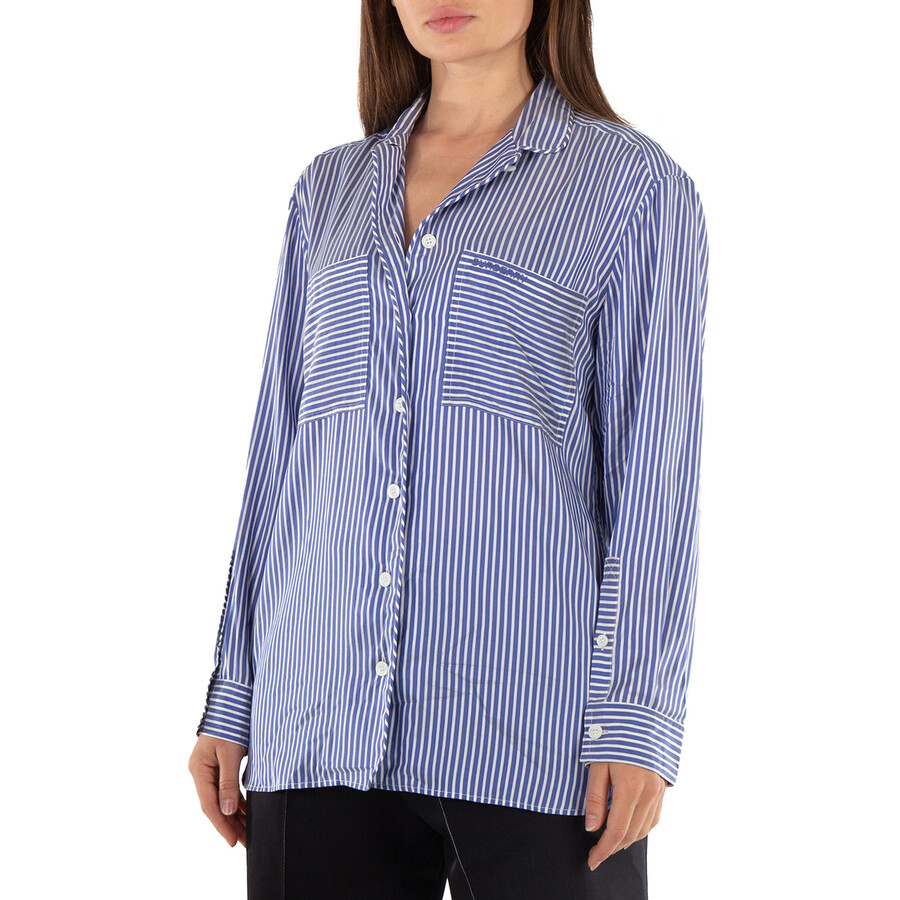 Logo Embroidered Striped Pyjama Shirt, Brand Size 8 (US Size 6)