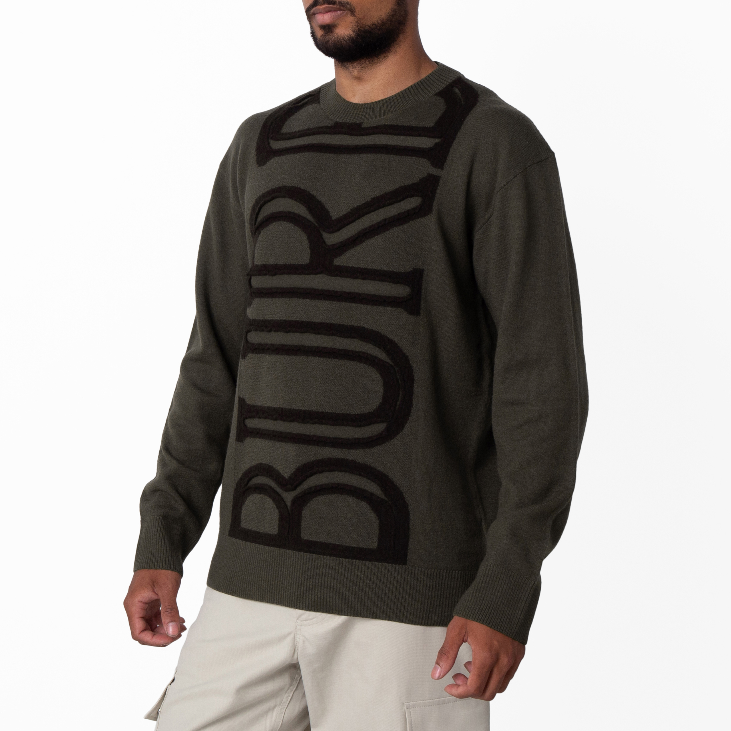 Burberry Logo Embroidered Wool Sweater, Size Medium 8101719