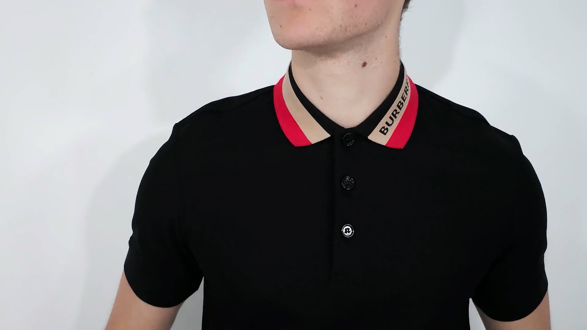 Burberry Logo Intarsia-Knit Short Sleeved Polo Shirt, Size X-Small