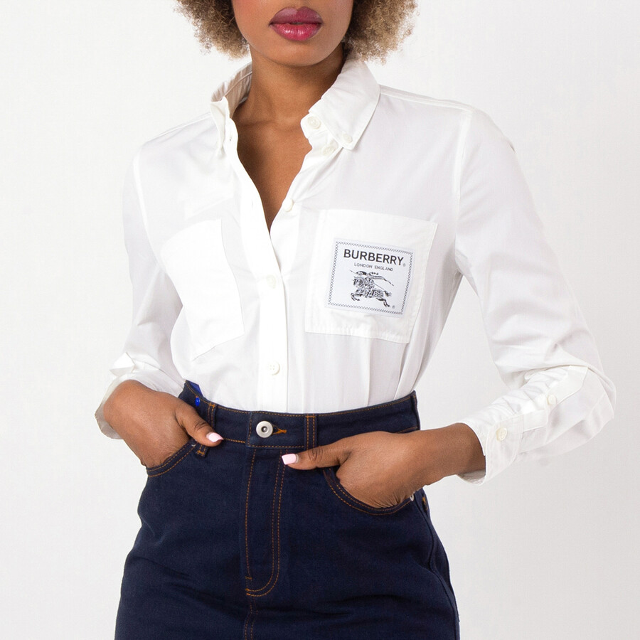 Logo Patch Long-Sleeved Cotton Shirt