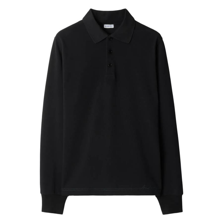 Burberry Logo-Embroidered Cotton Polo Shirt, Size Small 8094753