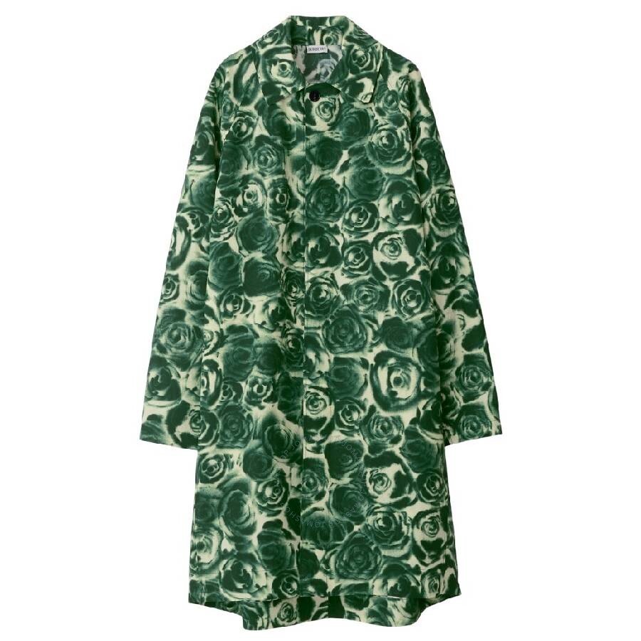 Burberry Long All Over Rose Print Raincoat