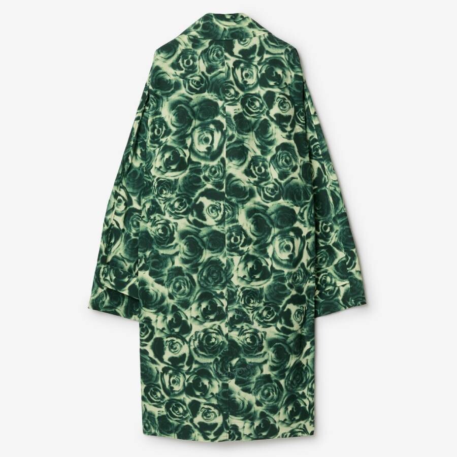 Burberry Long All Over Rose Print Raincoat
