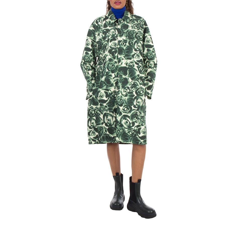 Long All Over Rose Print Raincoat