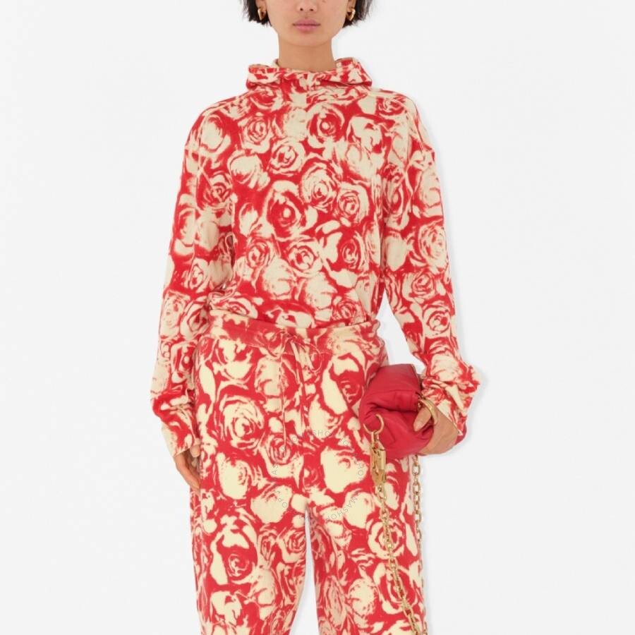 Burberry Long Sleeve Rose Pattern Wool Hoodie