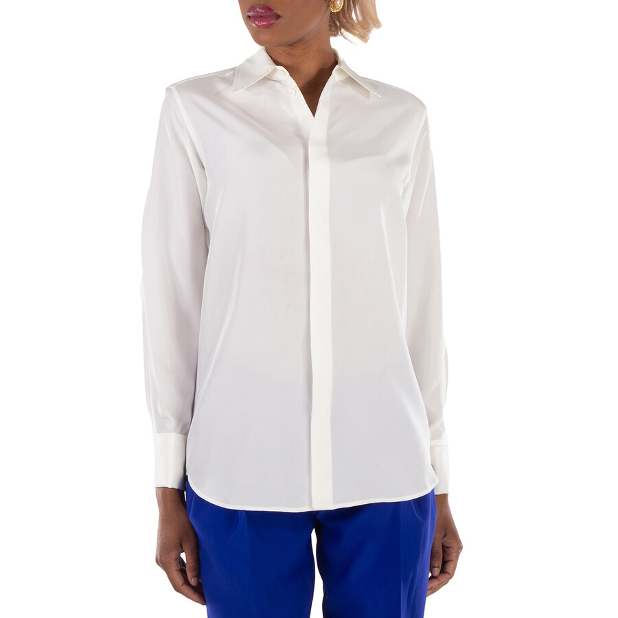 Long Sleeved Classic Collar Silk Shirt
