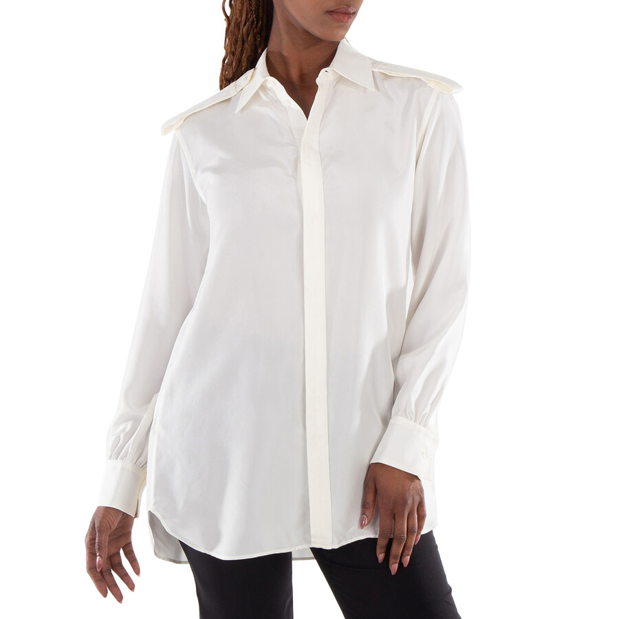 Long-Sleeved Classic Collar Silk Shirt
