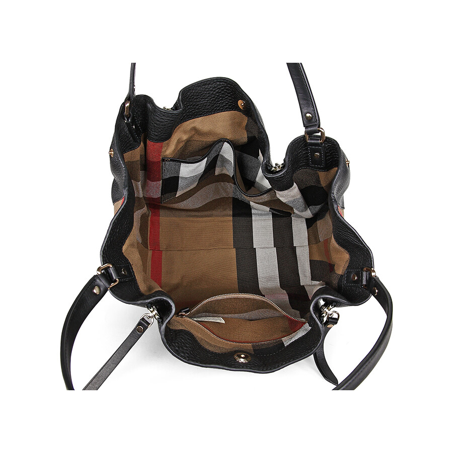 Burberry Maidstone Black Full Grain Leather Medium Hobo Bag Burberry