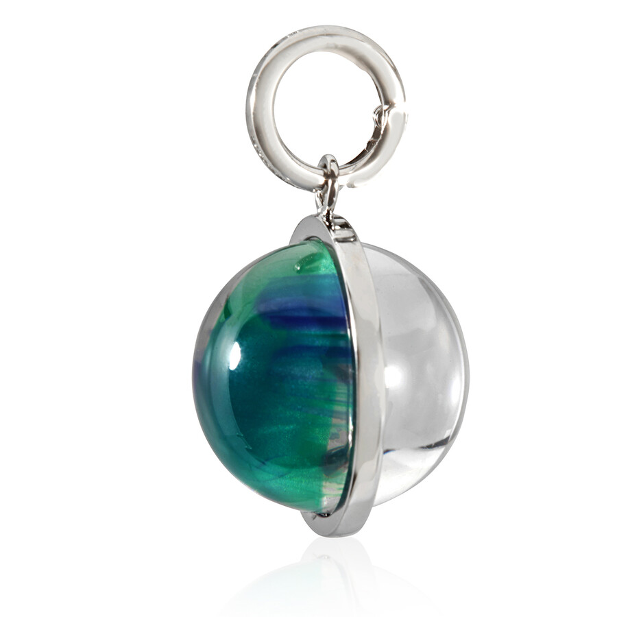 Burberry Marbled Resin 'e' Alphabet Charm In Palladium/ocean Blue In Palladium/ocean Blue