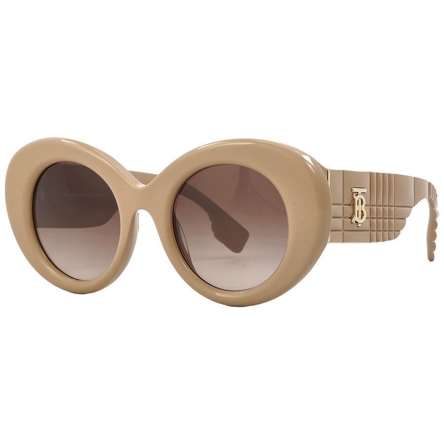 Burberry Margot Brown Gradient Round Ladies Sunglasses Be4370u 399013 49 In Beige / Brown