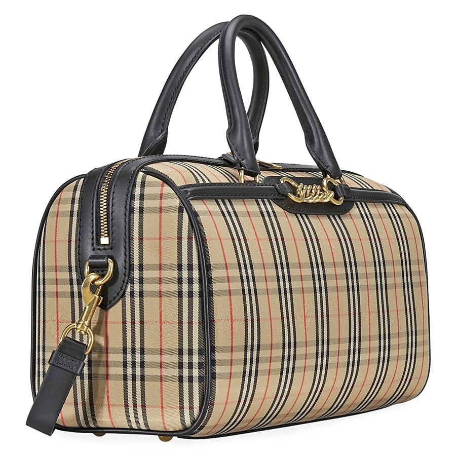 Burberry Medium 1983 Check Link Bowling Bag Black Burberry