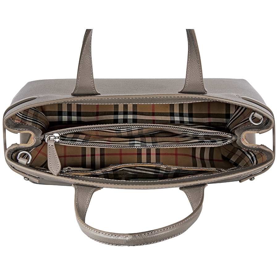 Burberry Medium Banner In Leather And Vintage Check Taupe Brown