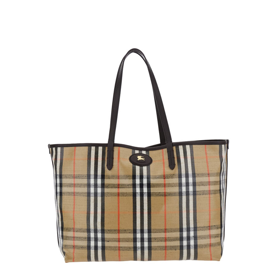 Burberry Medium Tote Bag Highlands Rectangular Check In Neutral