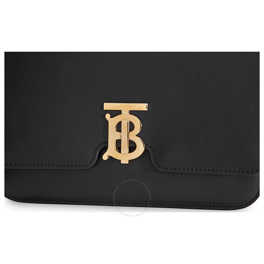 Burberry Medium Leather TB Shoulder Bag Black Burberry Handbags