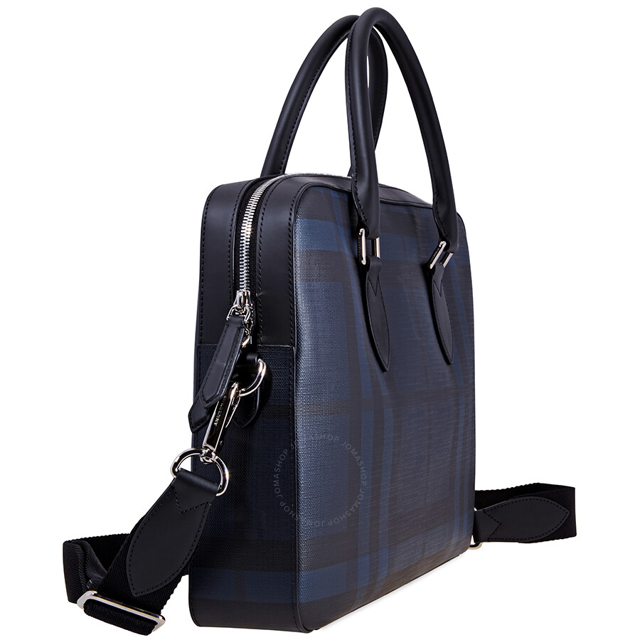 Burberry Medium Leather Trim London Check Briefcase in Blue Burberry