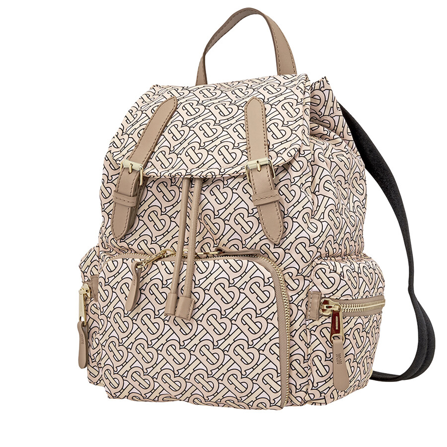 Burberry Medium Rucksack In Monogram Print Nylon- Blush In Multi