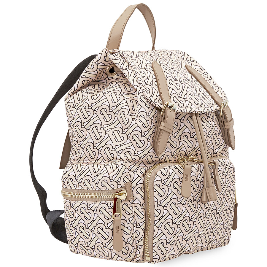 Burberry Medium Rucksack In Monogram Print Nylon- Blush In Multi