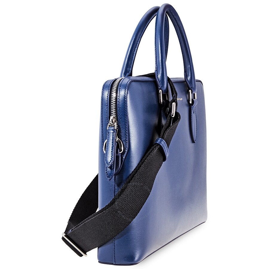 Burberry Men's Briefcase London Leather Dark Blue Slim Briefcase