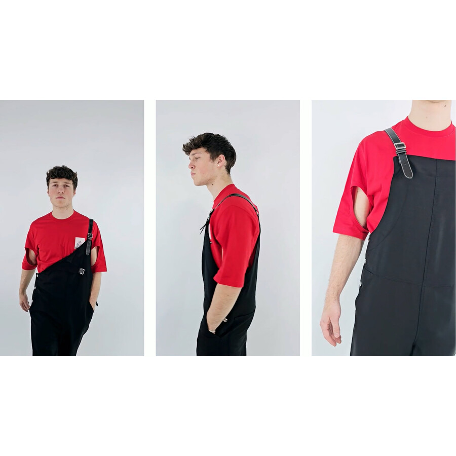 Burberry Men's Black Bib-Front Technical Overalls, Brand Size 48