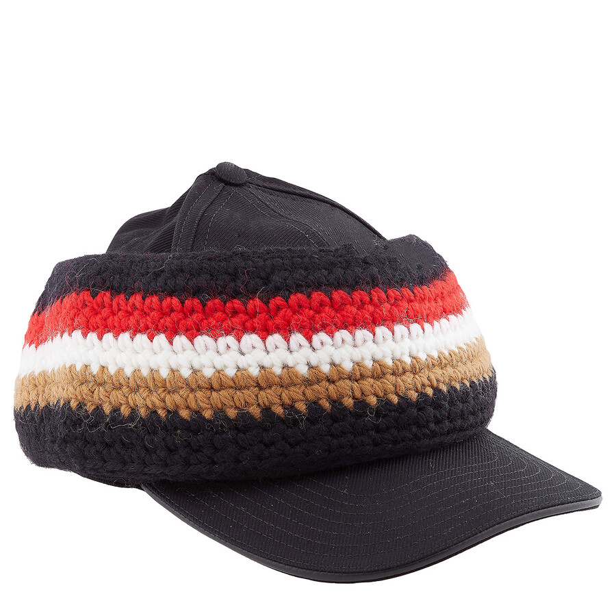 Burberry Black / Camel Baseball Cap With Knit Headband