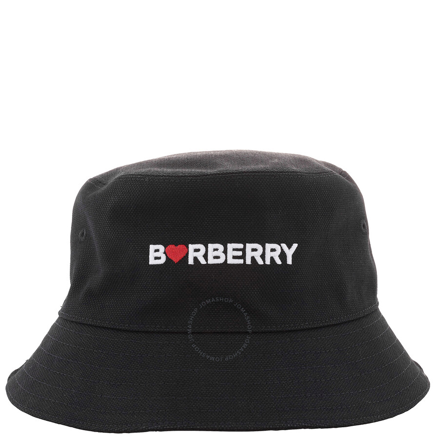Burberry Black Canvas Logo Hat In Black