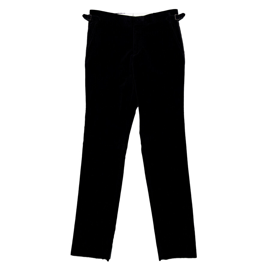 Men's Black Cotton Velvet Tuxedo Trousers