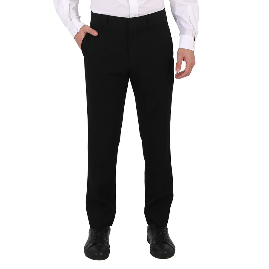 Men's Black Grain De Poudre Wool Trousers